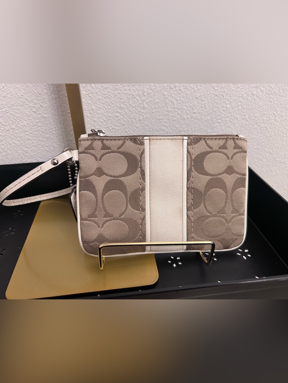 Coach Signature Stripe Canvas Wristlet